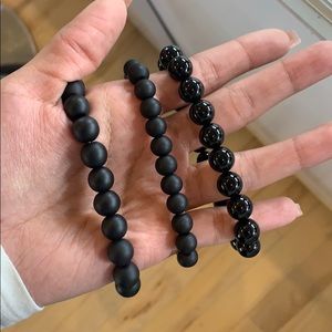Matte and glossy black onyx stone bracelet.